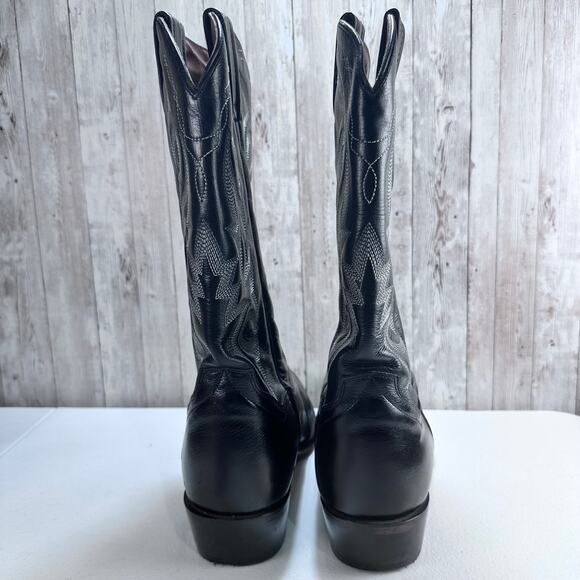 Dan‎ Post DP2110 Boots Mens 10 Black Leather Round Toe Western Riding Cowboy - Picture 3 of 9